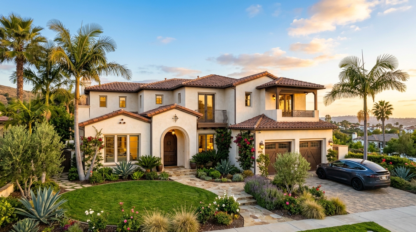 A beautiful Monterey rental home at golden hour